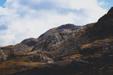 Fototapeta na wymiar View from Snowdon mountain peak, Wales, UK