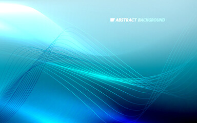 Abstract glowing light dynamic waves on blue background. Futuristic technology digital hi-tech concept. Vector illustration