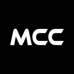 MCC letter logo design with black background in illustrator, vector logo modern alphabet font overlap style. calligraphy designs for logo, Poster, Invitation, etc.
