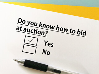 Questionnaire about auction