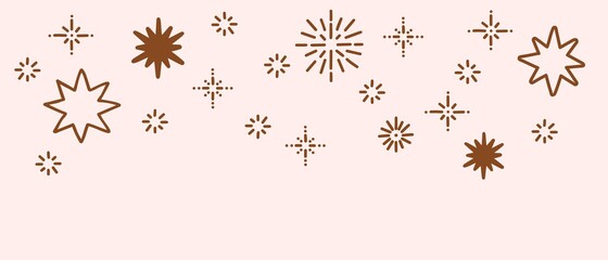 Boho stars seamless vector border. Doodle hand drawn stars banner