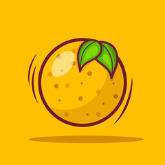 Orange with leaves vector illustration. 