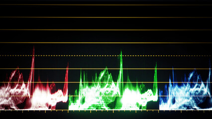 Color grading tools or RGB colour correction indicator on monitor in post production. Telecine full...