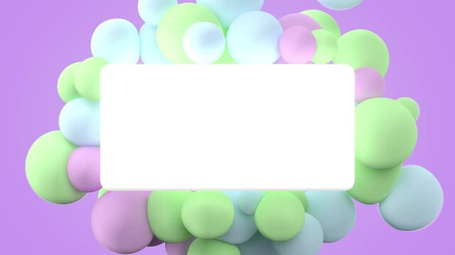 Intro Animation video with colorful bubbles flying up to a rectangle glowing space. High quality FullHD footage