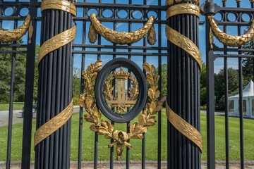 Belgium, Brussels, gates of the entrance to the castle of Laeken