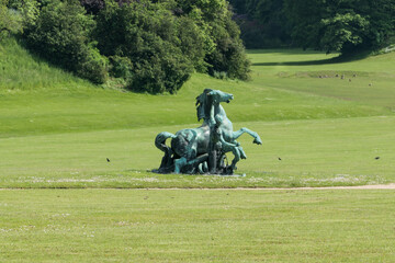 Belgium, Brussels, horse sculpture in the gardens of the castle of Laeken
