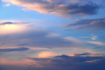Scenic cloudy evening sky background