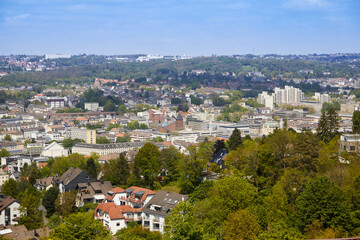 Fototapeta na wymiar Barmen is one of the ten districts of Wuppertal. It used to form the large city of Barmen together with the current districts of Heckinghausen, Oberbarmen and parts of Langerfeld-Beyenburg. Panorama.