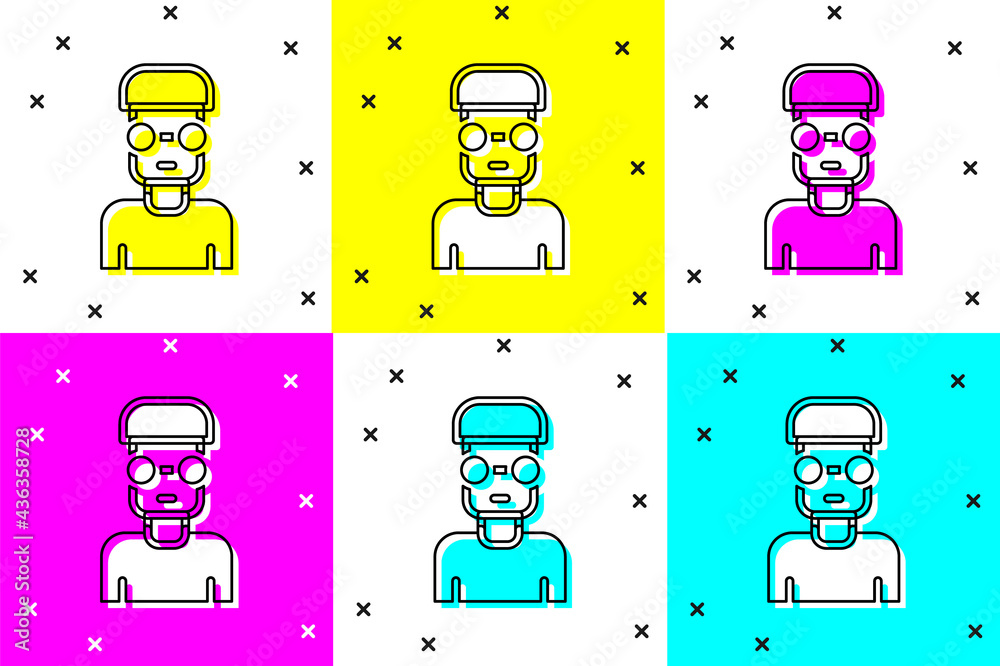 Poster set nerd geek icon isolated on color background. vector
