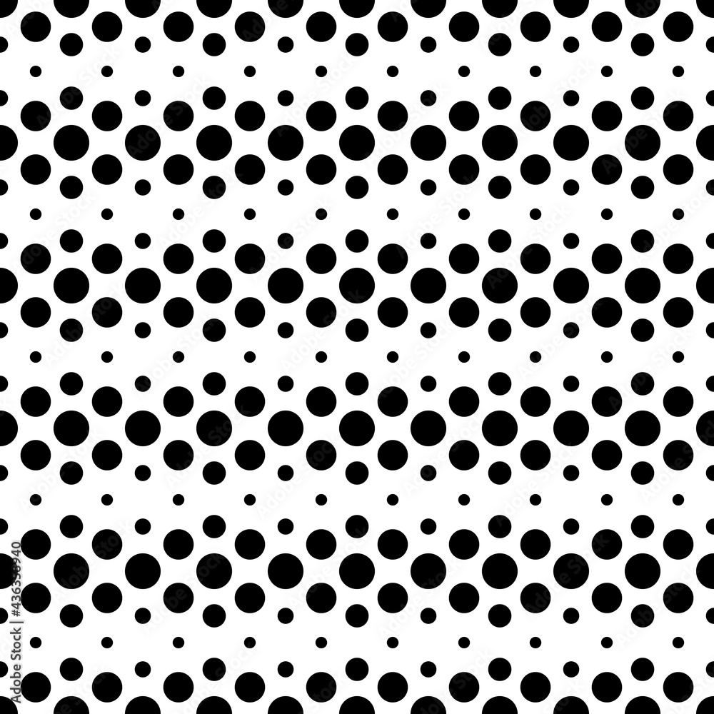 Poster Black dots and white background. Vector repeat cirlces ornament. Same dots make simple pattern.