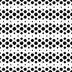 Black dots and white background. Vector repeat cirlces ornament. Same dots make simple pattern.