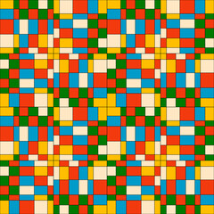 Colorful rectangles ornament. Vector and seamless shapes. Blue, orange, green and yellow rectangles.