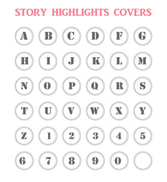 Instagram Story Highlight Template Icon Set, English Alphabet And Number Covers