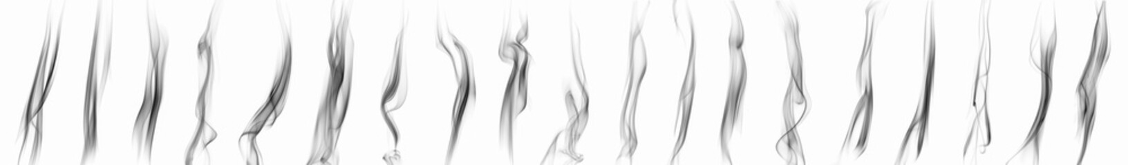 set the swirling motion of a group of black smoke abstract lines Isolated on white background © VRVIRUS