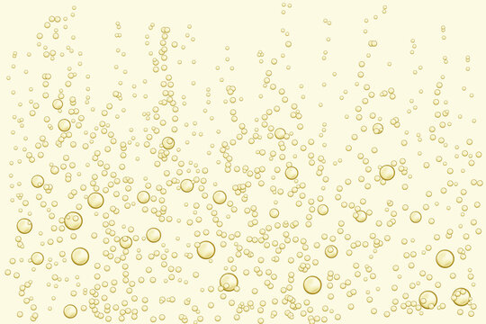 Fizzy sparkles in realistic effervescent champagne drink, soda effect, clean oxygen, beer, or gas.
