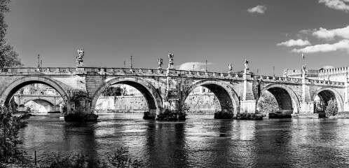 Old medieval St. Angelo bridge in Rome, Italy