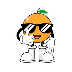 Orange fruit mascot thumbs up cartoon vector graphics