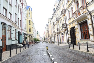 Fototapeta na wymiar City street with cobblestones
