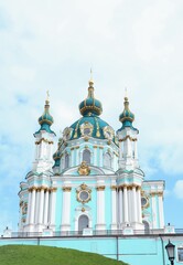 Fototapeta na wymiar Orthodox church on sky background 
