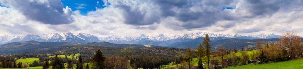 A beautiful panorama of the entire range of the Tatra Mountains. Poland