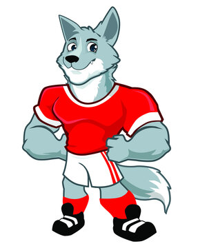 wolf sport mascot cartoon in vector