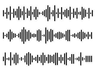 Set of waving, vibration and pulsing lines.Wave pulse.Graphic design elements for financial monitoring, medical equipment, music app.Vector illustration.