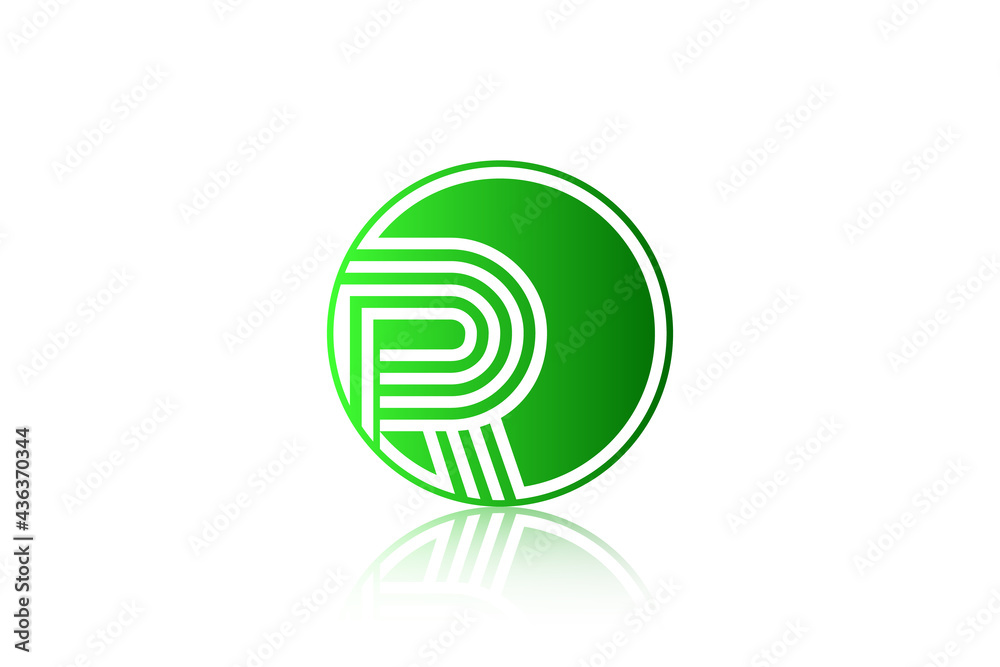 Fototapete letter r lines merge with the circle, monogram logo vector