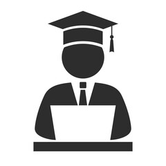 Student with computer vector icon