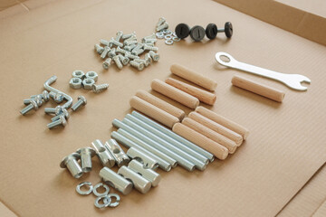 Assembly furniture tool kit with screw dowel and bolt