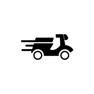 Motocicleta. Icono de delivery. Entrega a domicilio, env&iacute;os, veh&iacute;culos de transporte. Concepto de encargos o servicio de entregas