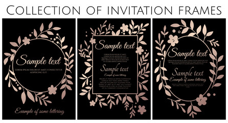 collection of black and gold invitation with simple branches
