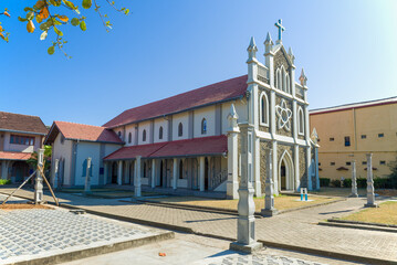 Fototapeta premium Catholic Church of the Virgin Mary (Temple of Our Lady of Matara) on a sunny day. Matara, Sri Lanka