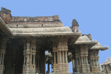 Musical sub pillars at Vijaya Vittala Temple in Hampi, Karnataka, \India, Asia