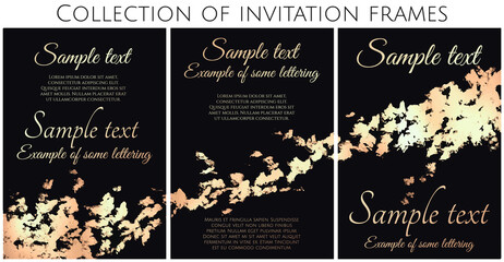 vector collection of luxury invitation with gold texture