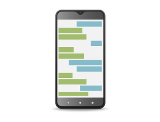 A smartphone with a screen that contains conversations