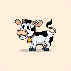 Dairy cows cartoon illustration logo design