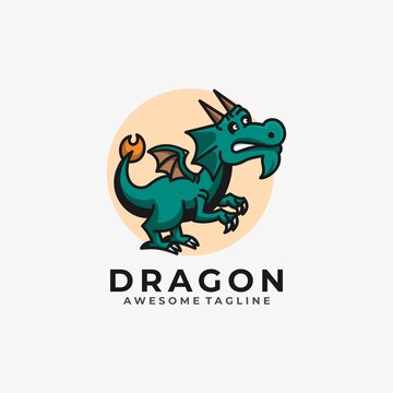 Dragon cartoon illustration logo design