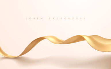 Golden ribbon on white background