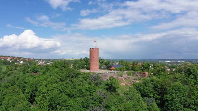 Grudziadz, Poland. Aerial view of Klimek Tower, the last remaining part of the Grudziadz Castle
