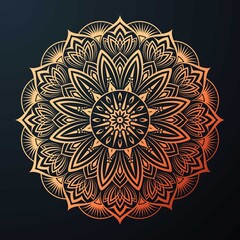 Ornamental mandala with golden color arabesque floral pattern islamic east style
