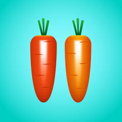 Orange and yellow carrots. Realistic vector illustration.
