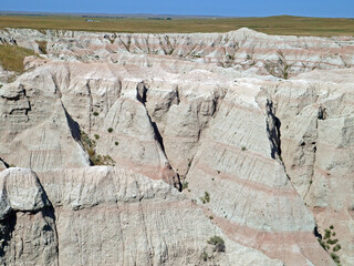 Iron-rich rock striations in the Badlands National Park, South Dakota, U.S.A. - 436380574