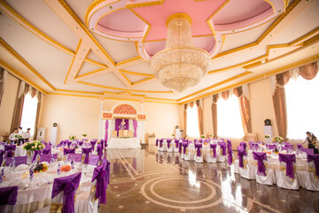 white banquet hall. restaurant for a party