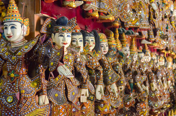 Traditional handicraft puppets souvenir in Myanmar
