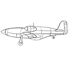 black and white airplane for coloring