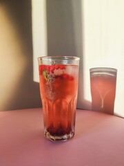 Glass of water with cranberry and mint