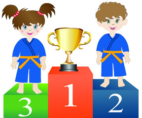 winners on the pedestal