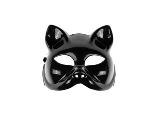 Fototapeta na wymiar erotic black cat mask isolated on white background