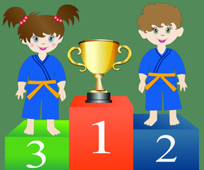 winners on the pedestal