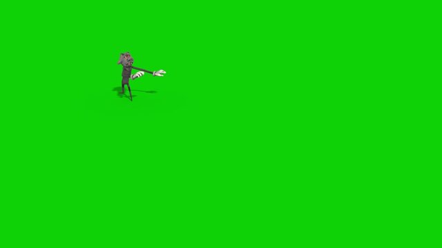 Bipedal Monster Dog Runs Green Screen Top 3D Rendering Animation